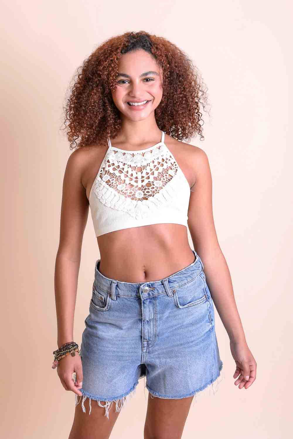 Crochet Lace High Neck Bralette Bustier
