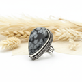 Schneeflocken-Obsidian-Ring Silberring