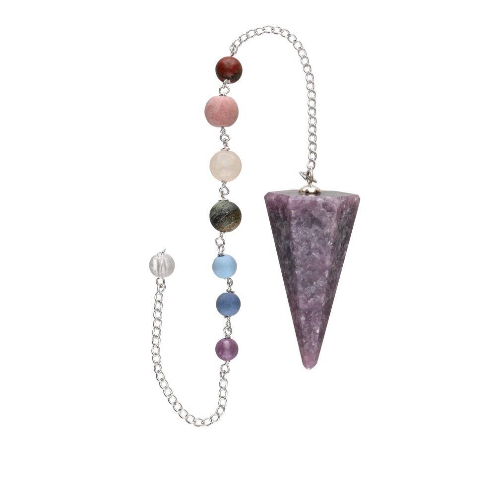 Facettierter Lepidolith-Chakra-Pendel