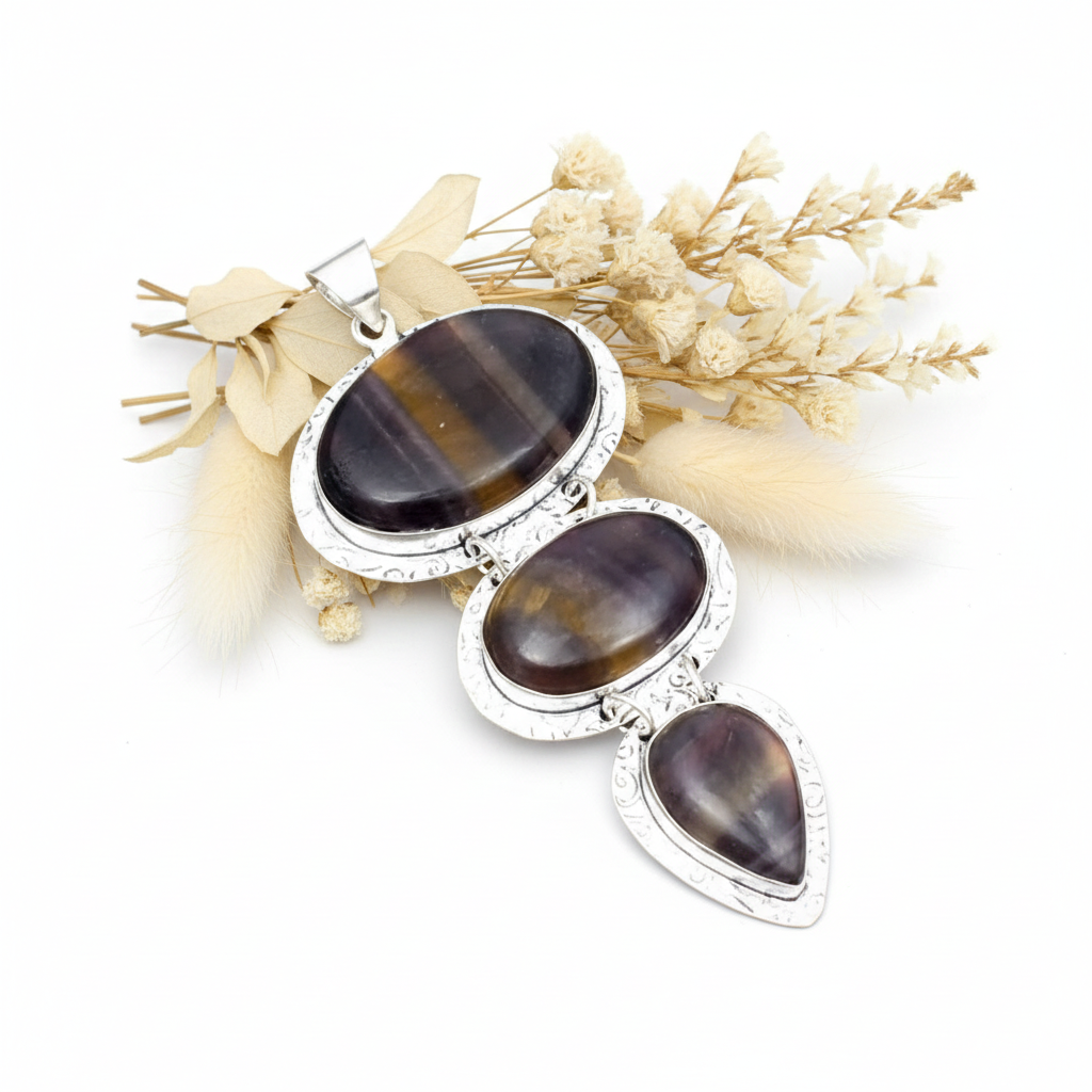 Fluoritstein-Anhänger Mit Kette