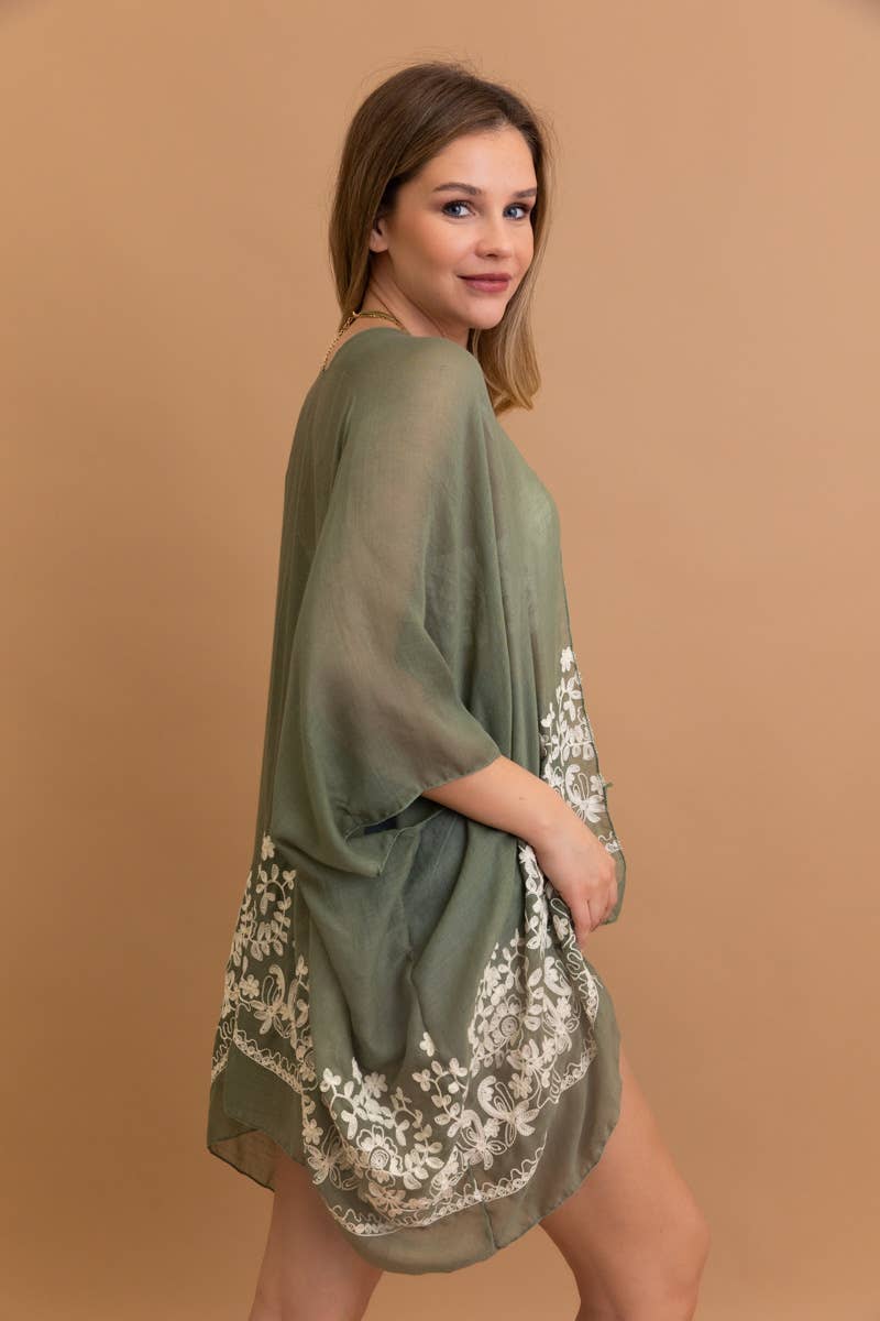 Kimono mit Blumenstickerei im Boho-Chic-Stil | Stitch Detail 🌼