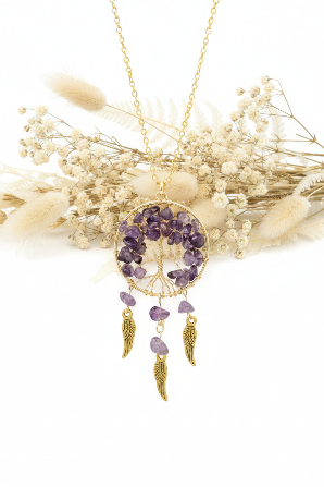 Amethyst-Halskette  Lebensbaum-Anhänger