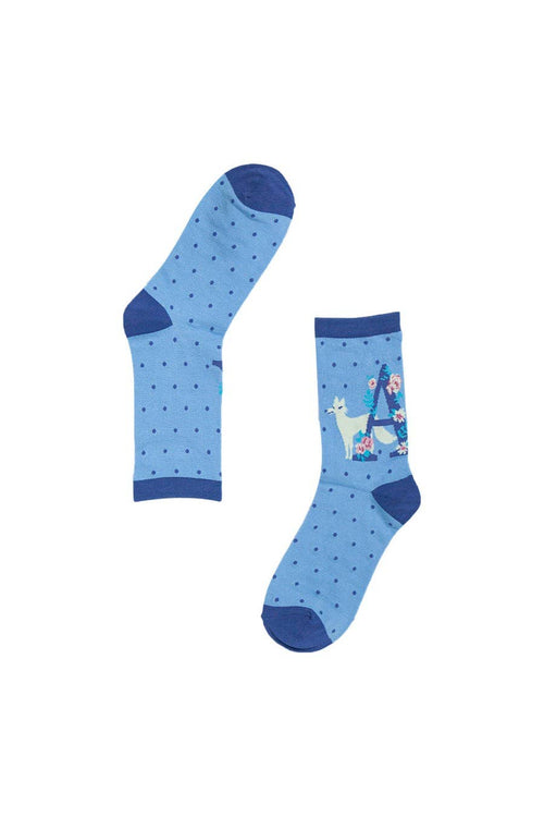 Bambussocken für Damen, Alphabet, Initiale A Novelty, Blumentier