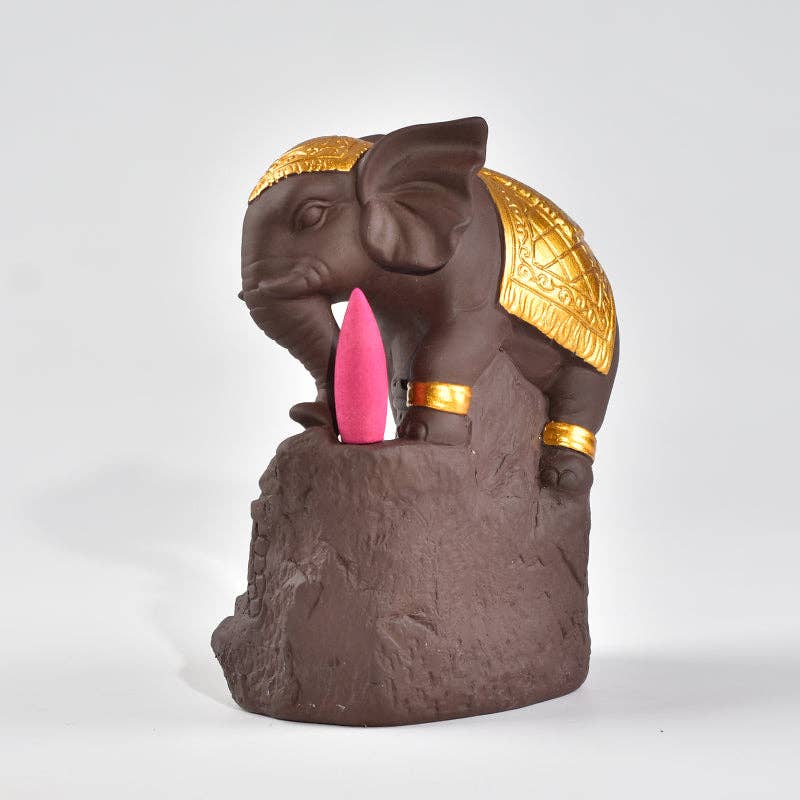 Keramik-Räuchergefäß „Wisdom of the Elephant“ in Gold