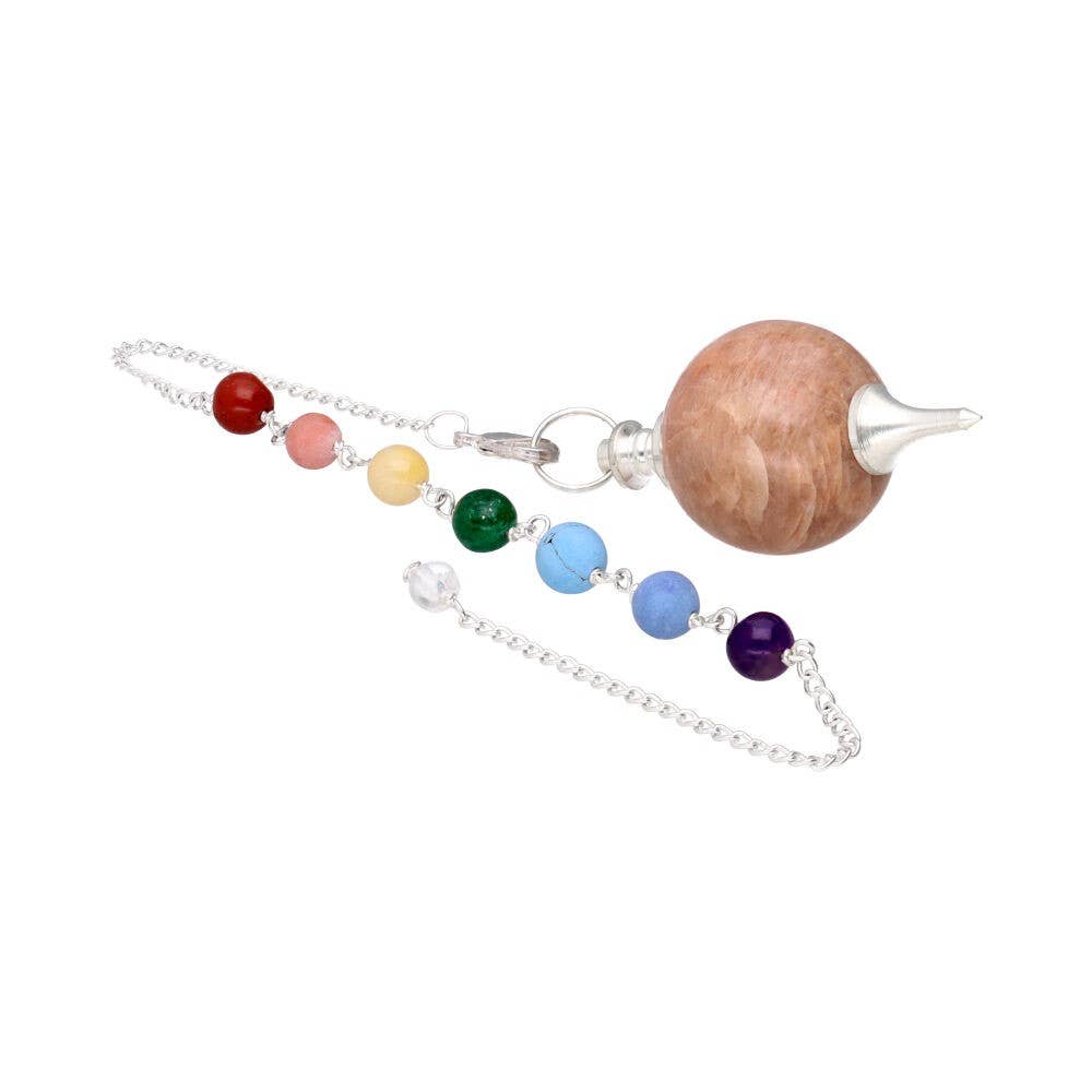 Adularia-Mermet-Pendel mit Chakren, versilbert