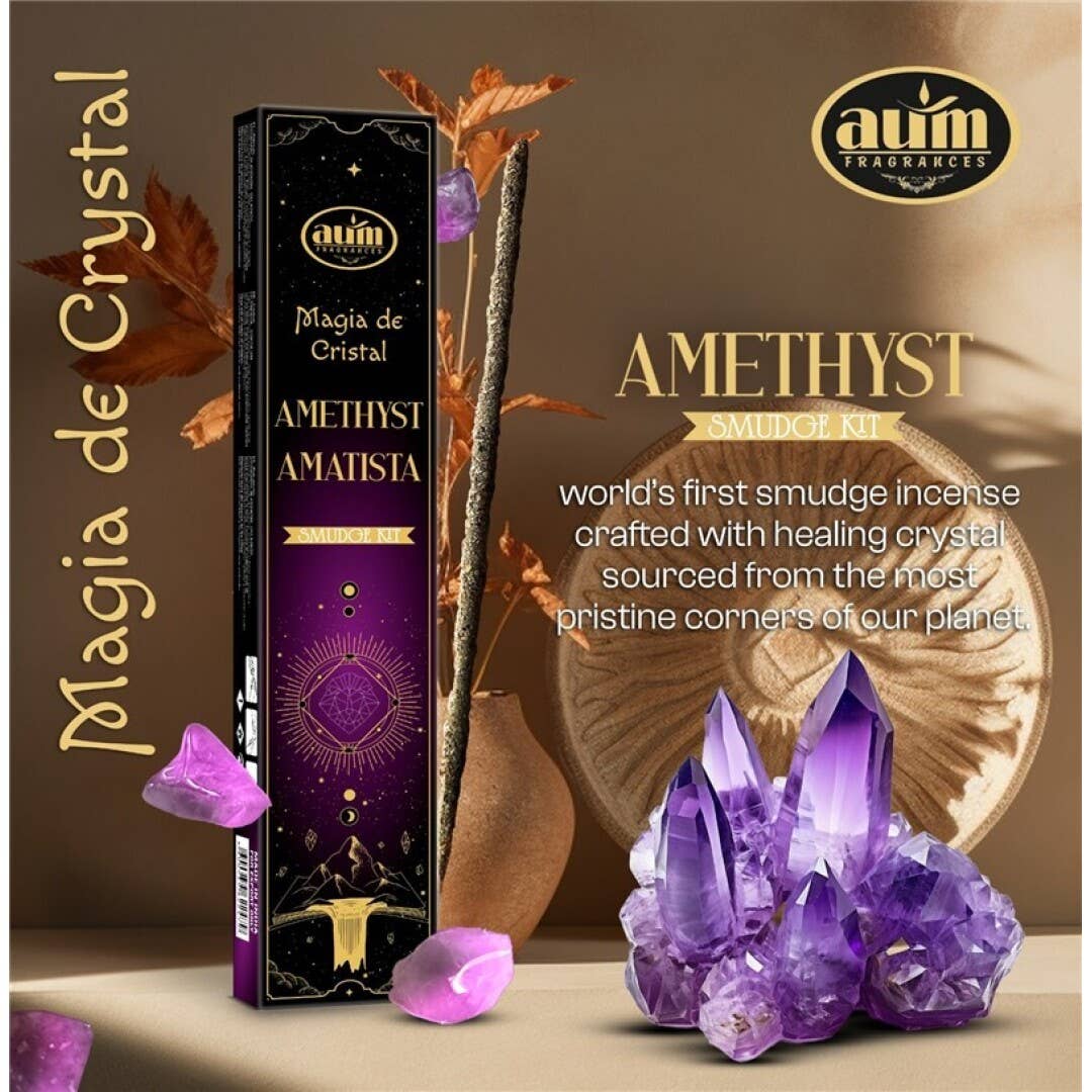 Aum Crystal Magic Räucherwerk 20 g mit Amethyst-Kristall