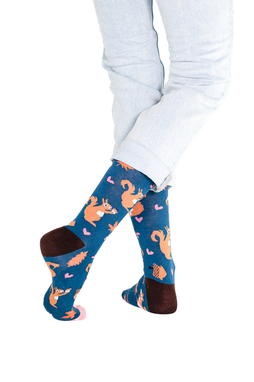 Billy Brown Nahtlose grüne Socken mit Bio-Baumwolle und Eichhörnchen-Motiv
