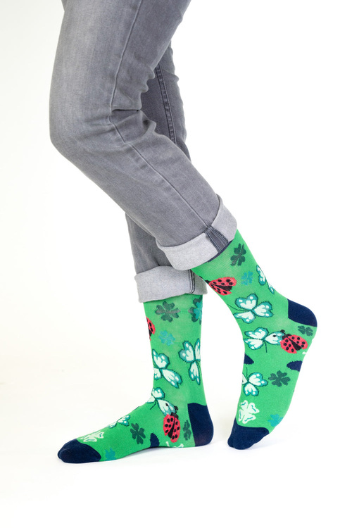 Billy Brown Nahtlose grüne Socken aus Baumwolle mit Kleeblattmuster