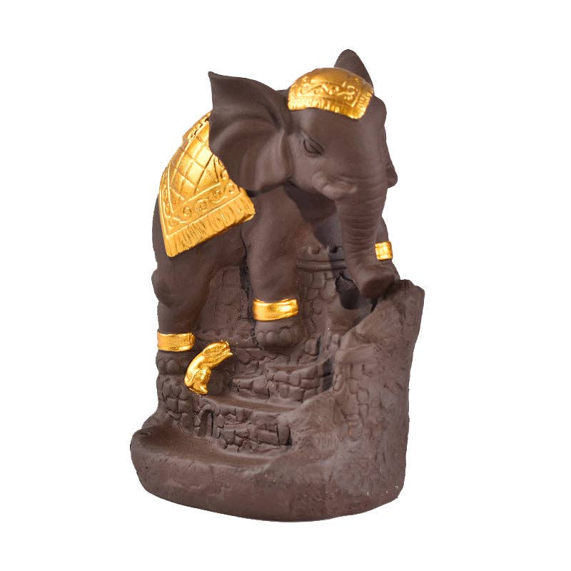 Keramik-Räuchergefäß „Wisdom of the Elephant“ in Gold