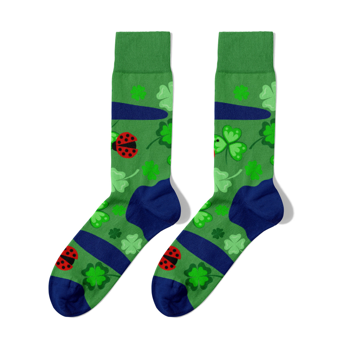 Billy Brown Nahtlose grüne Socken aus Baumwolle mit Kleeblattmuster
