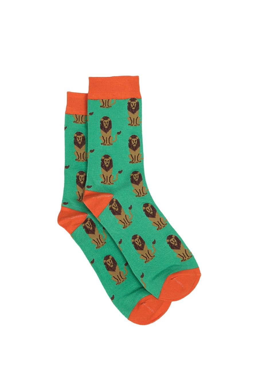 Bambussocken für Herren, Löwen, Tiersocken, Neuheit, Kleidersocken, Grün