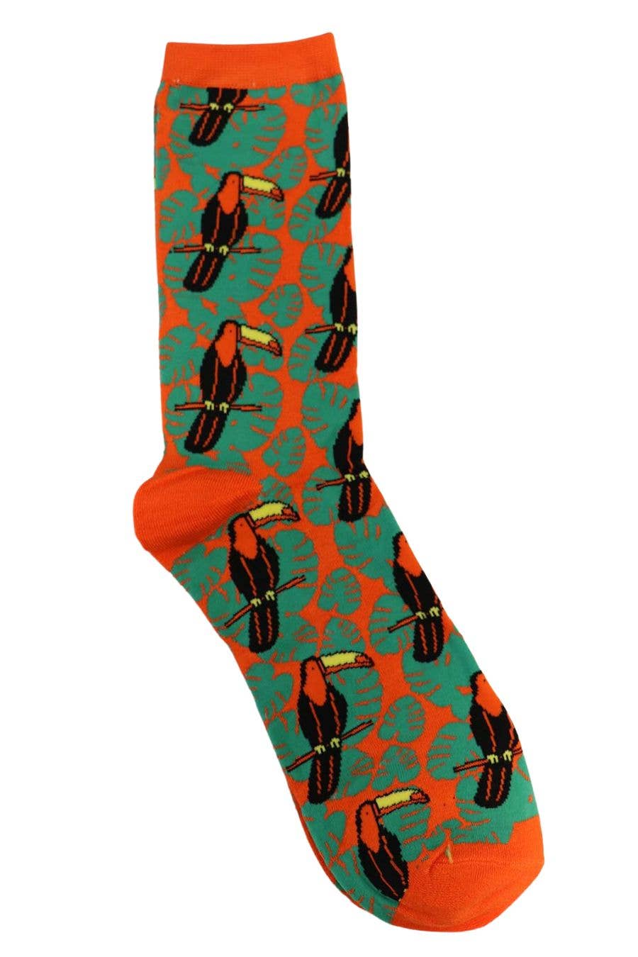 Tucan-Socken für Herren in Grün und Orange