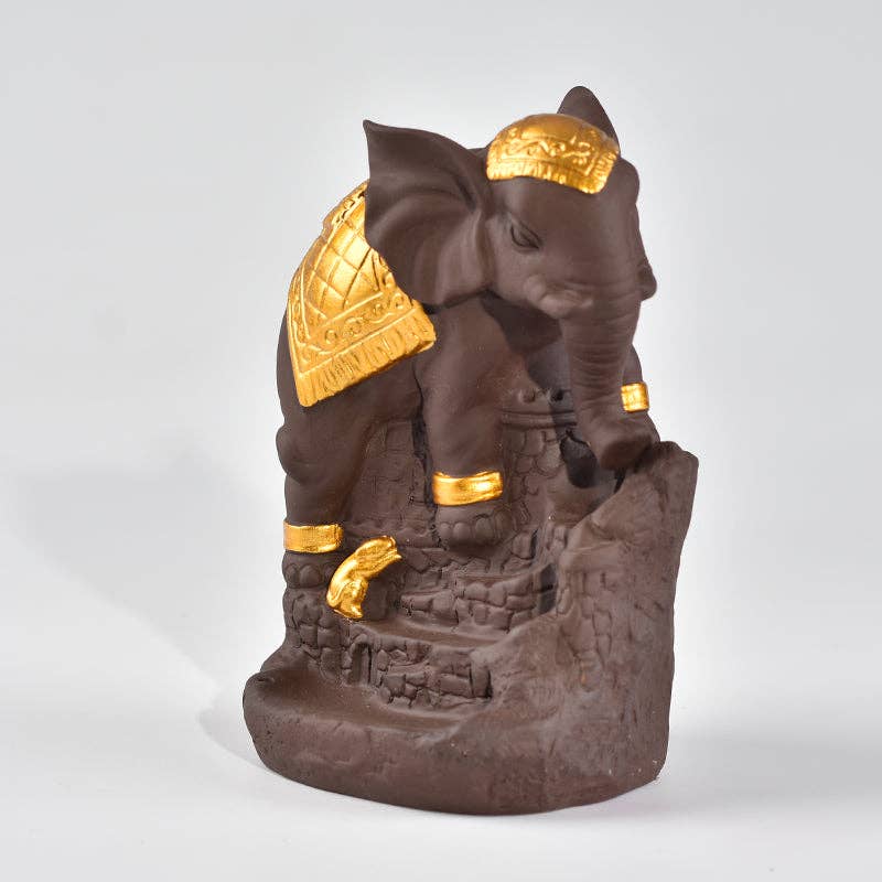 Keramik-Räuchergefäß „Wisdom of the Elephant“ in Gold