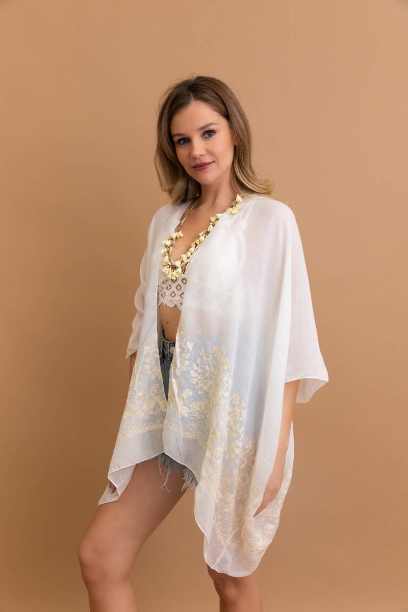 Kimono mit Blumenstickerei im Boho-Chic-Stil | Stitch Detail 🌼