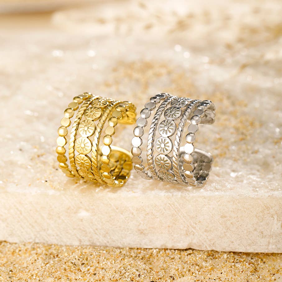 Einstellbarer Edelstahlring in Gold oder Silber – Verstellbar