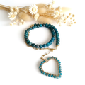Halskette aus Edelstahl und 8-mm-Steinperlen aus blauem Apatit