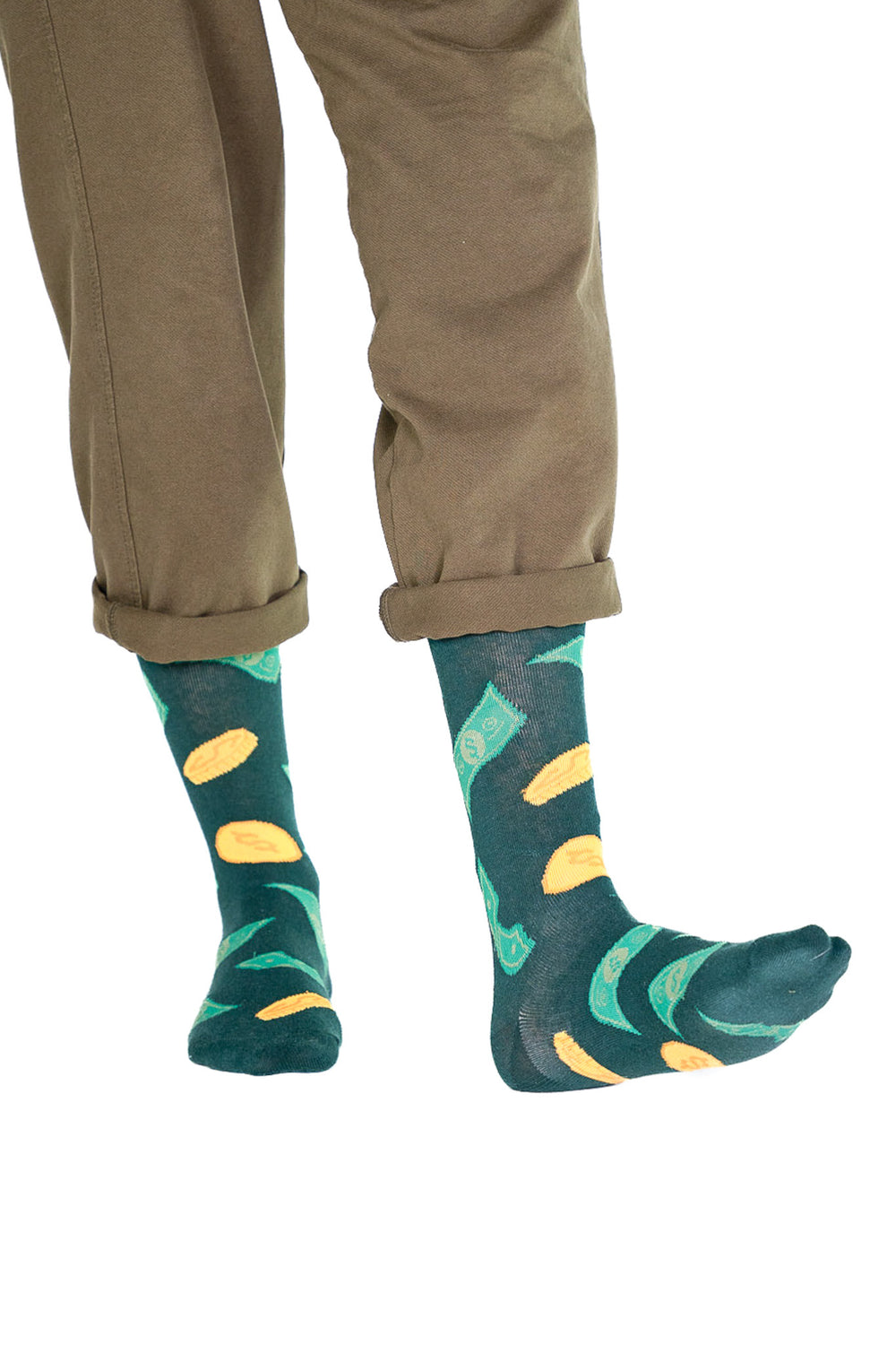 Billy Brown Nahtlose grüne Socken aus Bio-Baumwolle mit Geldmotiv