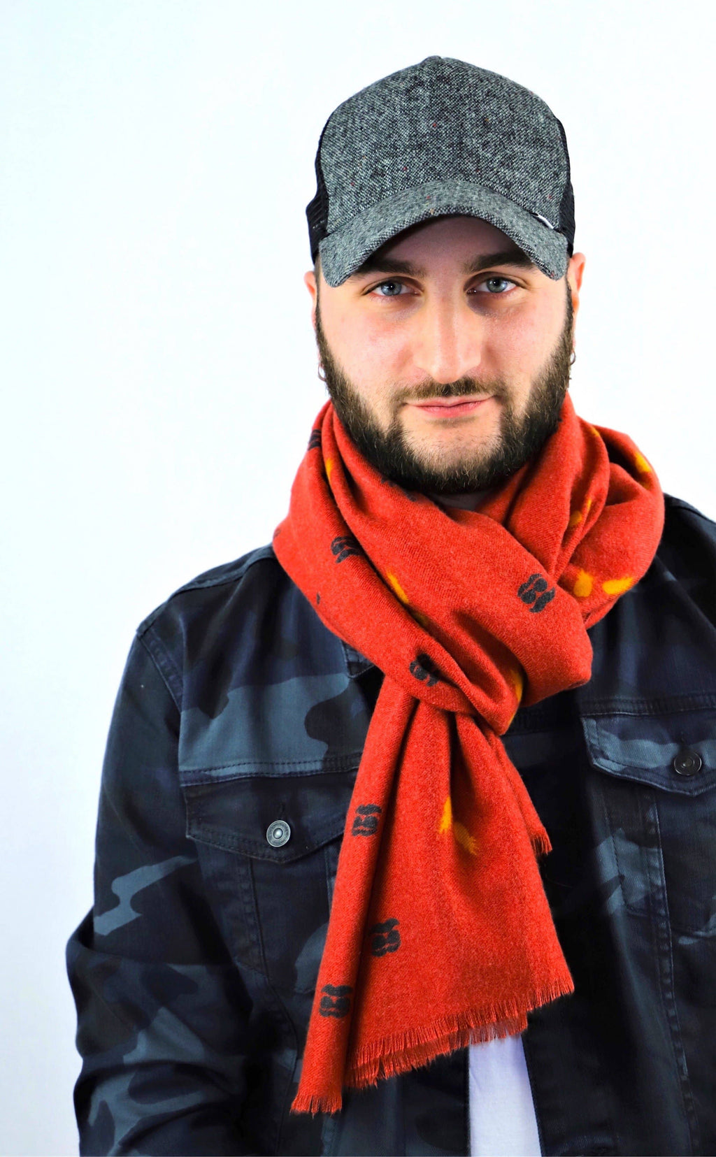 Warmer Baumwoll-Schal für Herren mit Vintage-Muster
