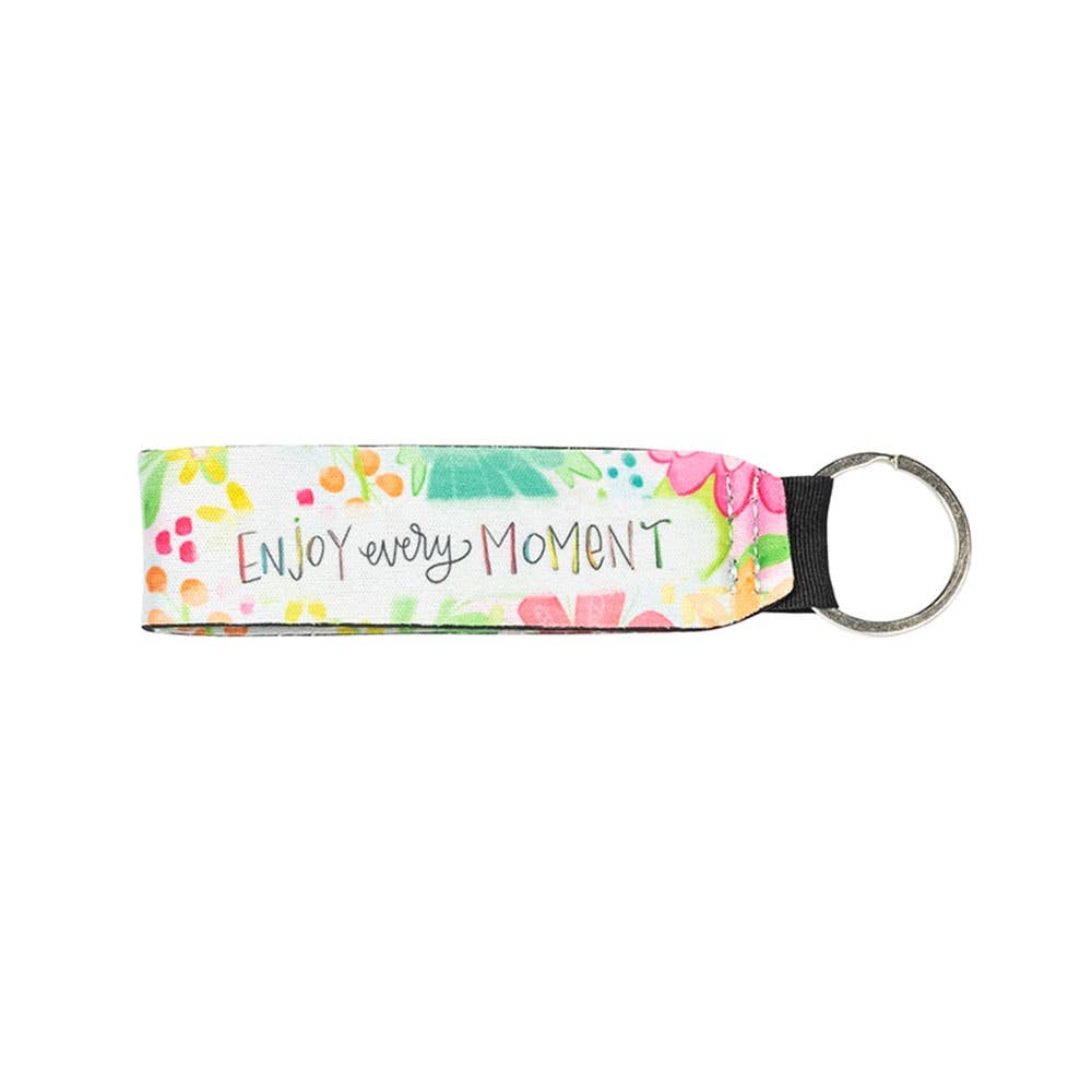 Genieße jeden Moment Wristlet Schlüsselbund