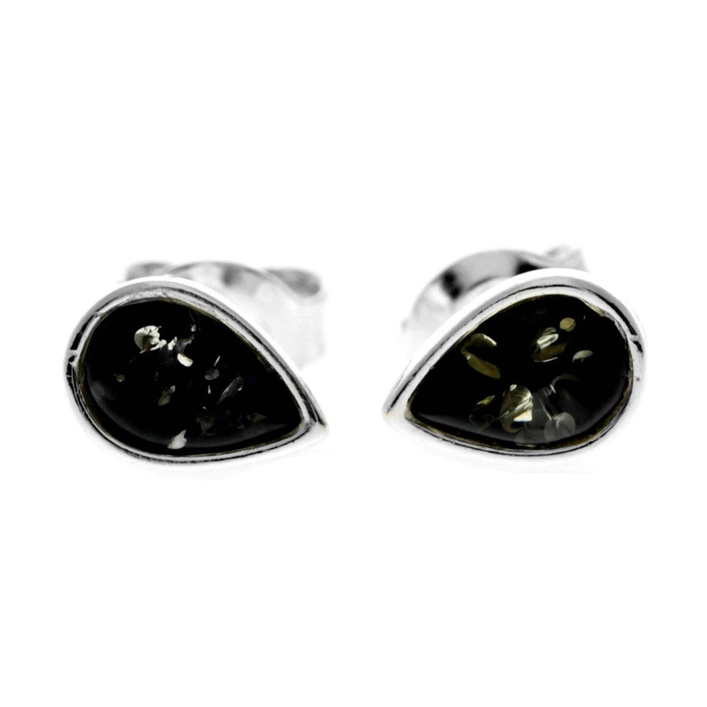Ohrstecker mit kleinen Birnen aus 925er-Sterlingsilber und echtem baltischem Bernstein — AA013