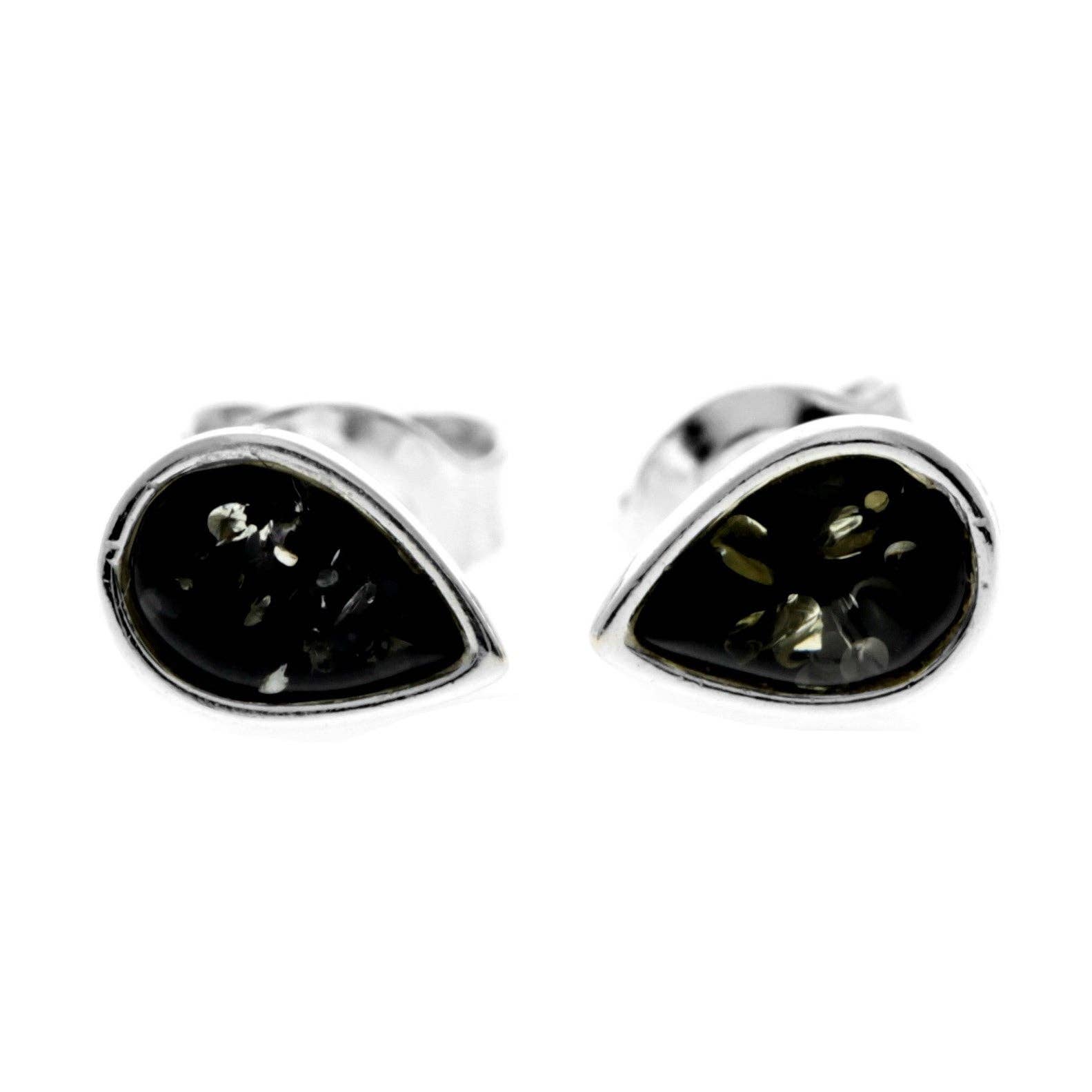 Ohrstecker mit kleinen Birnen aus 925er-Sterlingsilber und echtem baltischem Bernstein — AA013