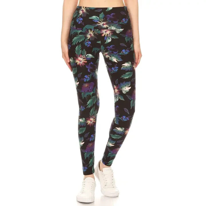 Leggings damen Blumen muster im YogaStil, bedruckt0