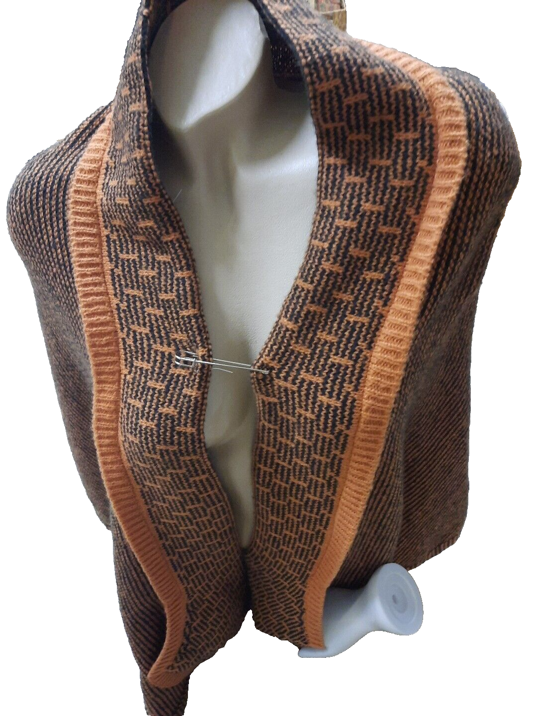 Poncho damen winter xxl Schal Rost/Orange10