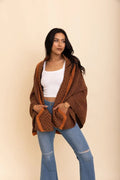 Poncho damen winter xxl Schal Rost/Orange0