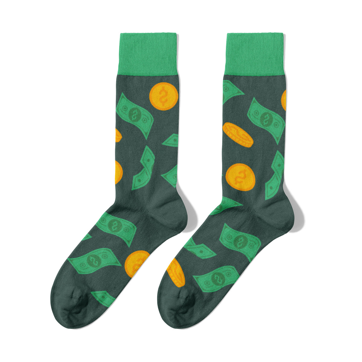 Billy Brown Nahtlose grüne Socken aus Bio-Baumwolle mit Geldmotiv