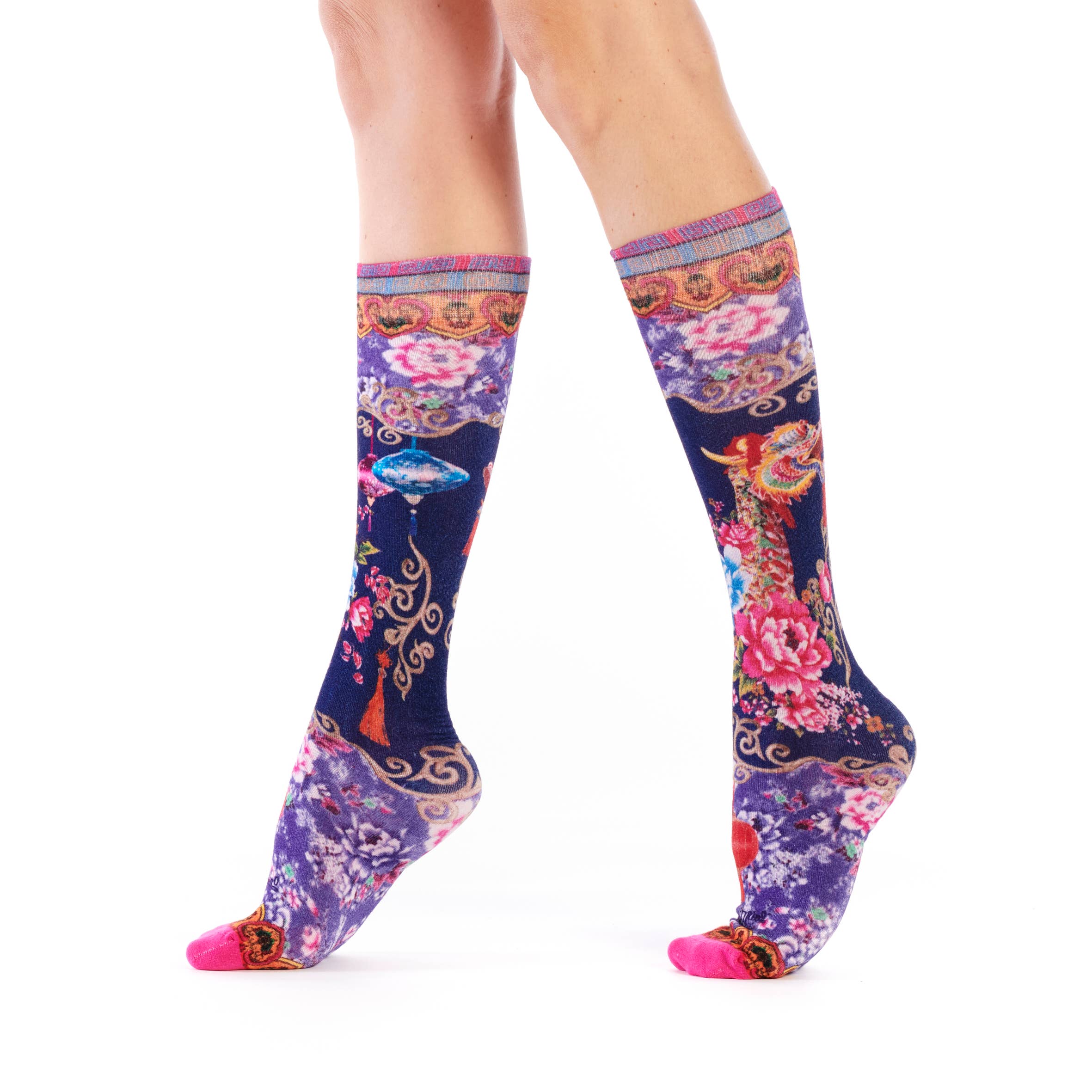 Dub & Drino Chinoiserie Bambus-Kniestrümpfe für Damen