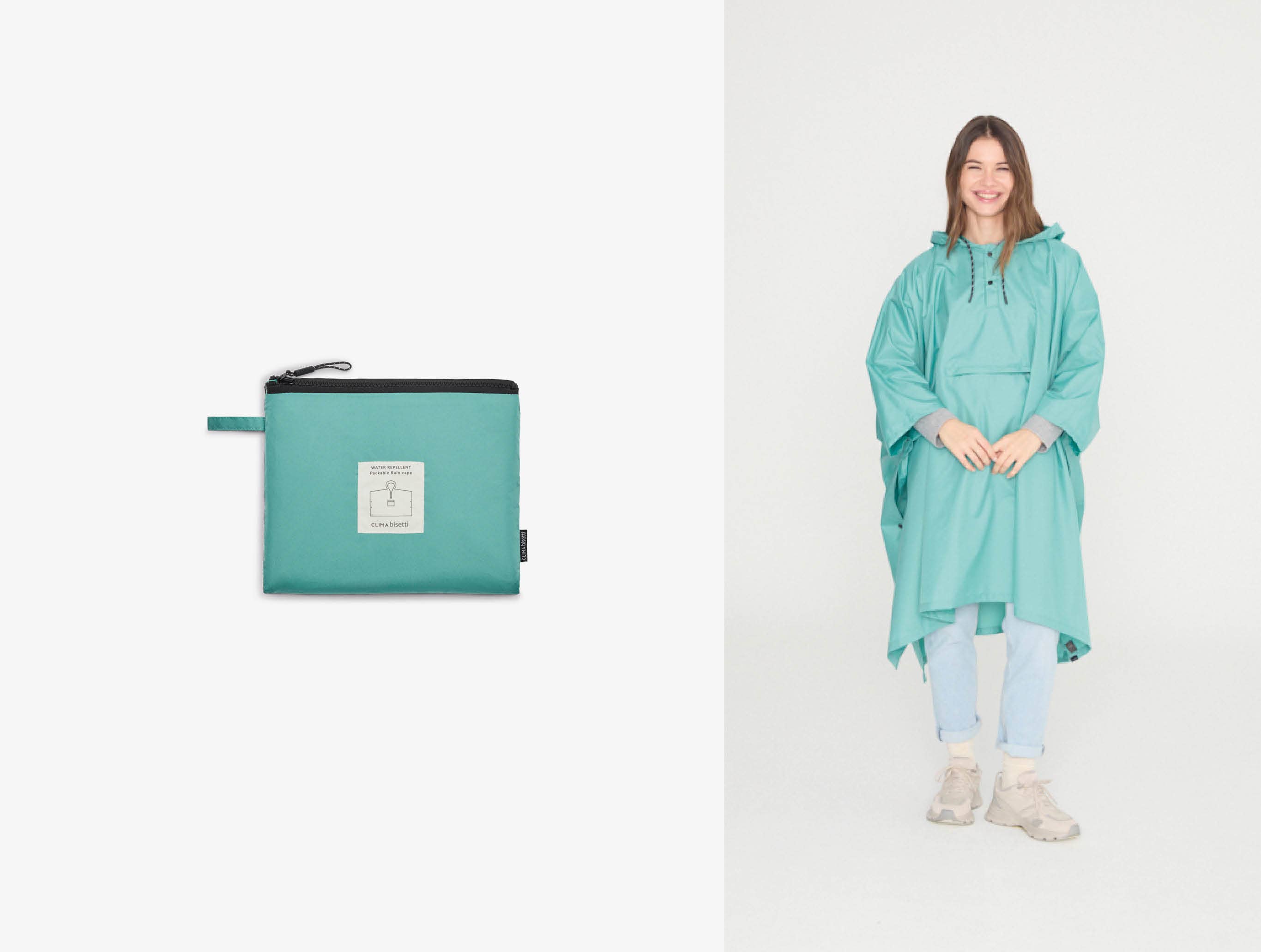 Wasserdichter Falt-Poncho aus recyceltem Polyester