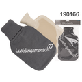 Wärmflasche in Elfenbein mit Bezug „Lieblingsmensch“ aus 100 % Polyester, grau
