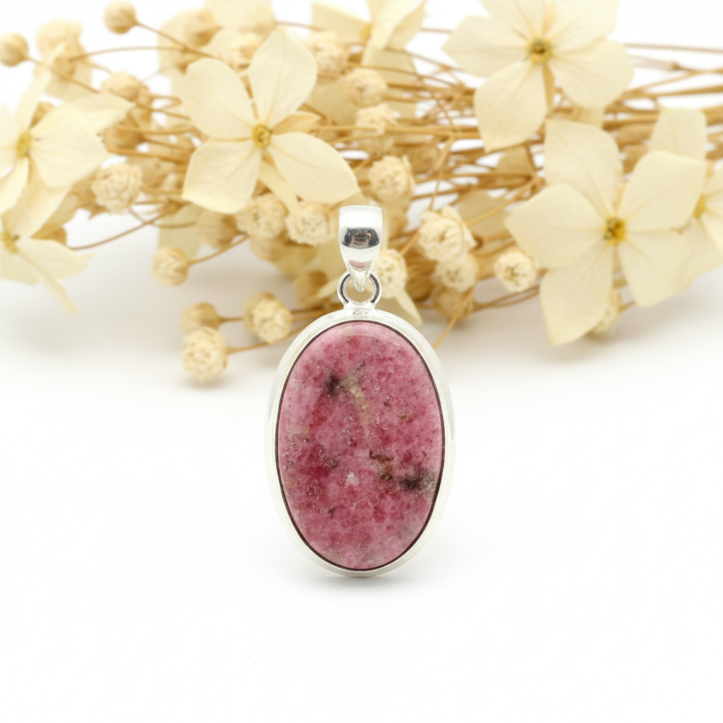 Rhodonit-Kette mit Anhänger Silber 925