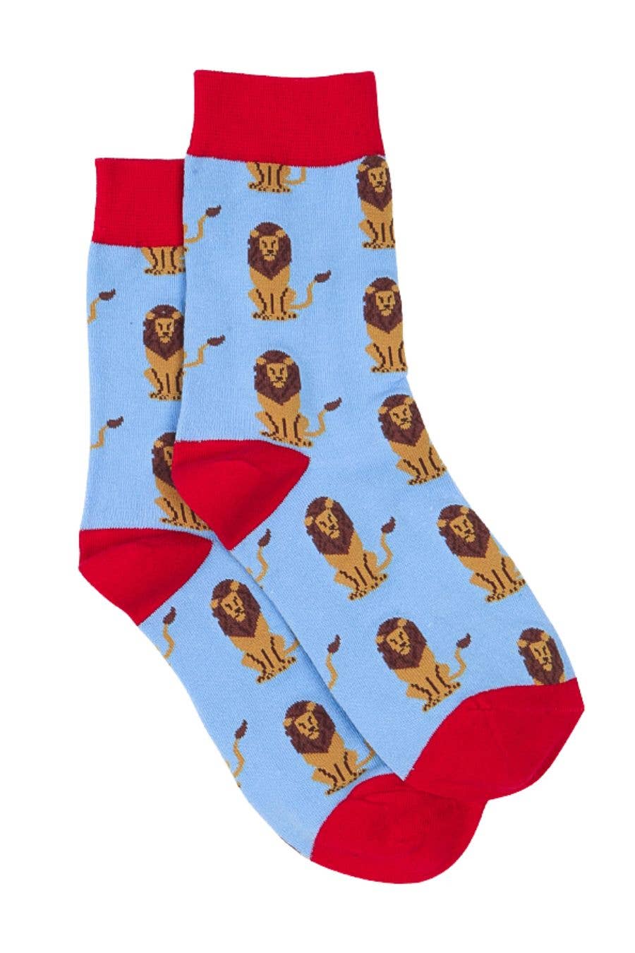 Bambussocken für Herren, Löwen, Tiersocken, Neuheit, Kleidersocken, Blau
