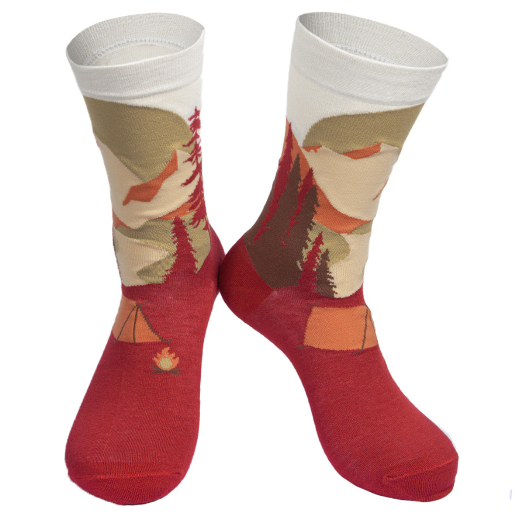 Campingsocken aus Bambus für Herren, Neuheit, Wandersocken, Burnt Orange