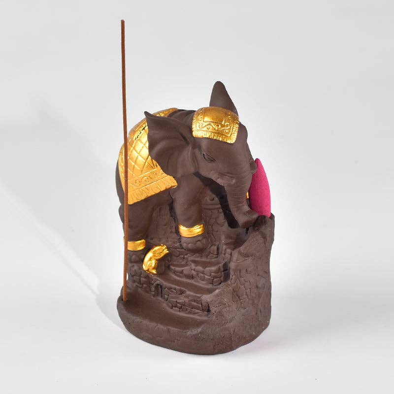 Keramik-Räuchergefäß „Wisdom of the Elephant“ in Gold