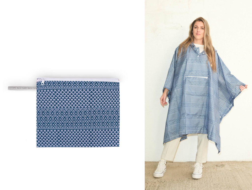 Unisex-Multifunktionsponcho mit selbstfaltender Tasche ": Ethnischer Burgunder