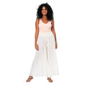 La Mano Boho lange Sommerhose mit gerafftem Bund in Weiß