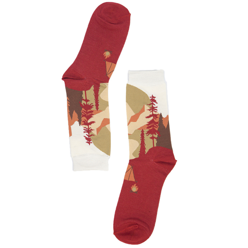 Campingsocken aus Bambus für Herren, Neuheit, Wandersocken, Burnt Orange