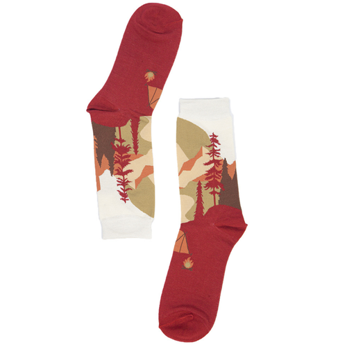 Campingsocken aus Bambus für Herren, Neuheit, Wandersocken, Burnt Orange