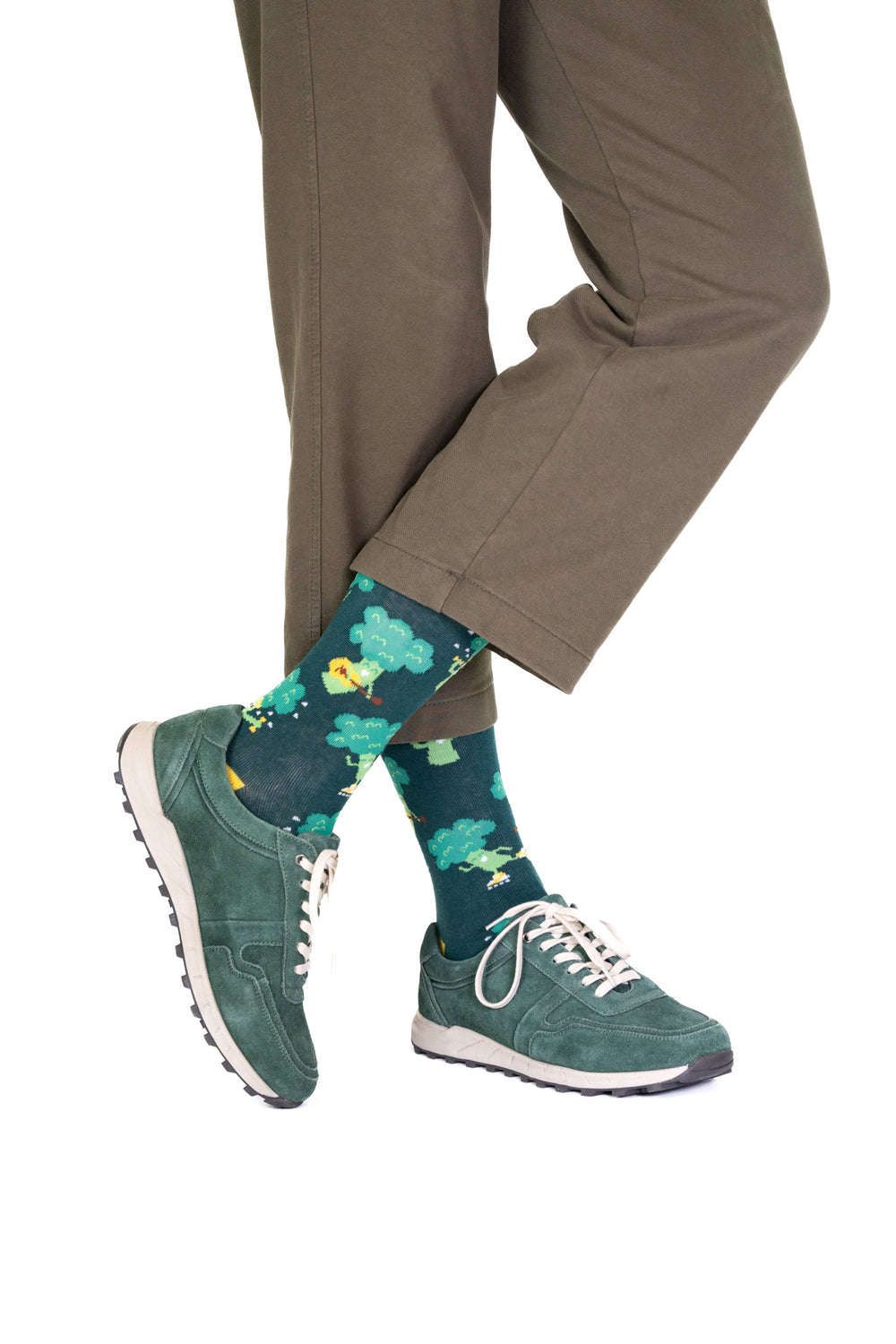 Nahtlose grüne Brokkoli-Socken aus Baumwolle