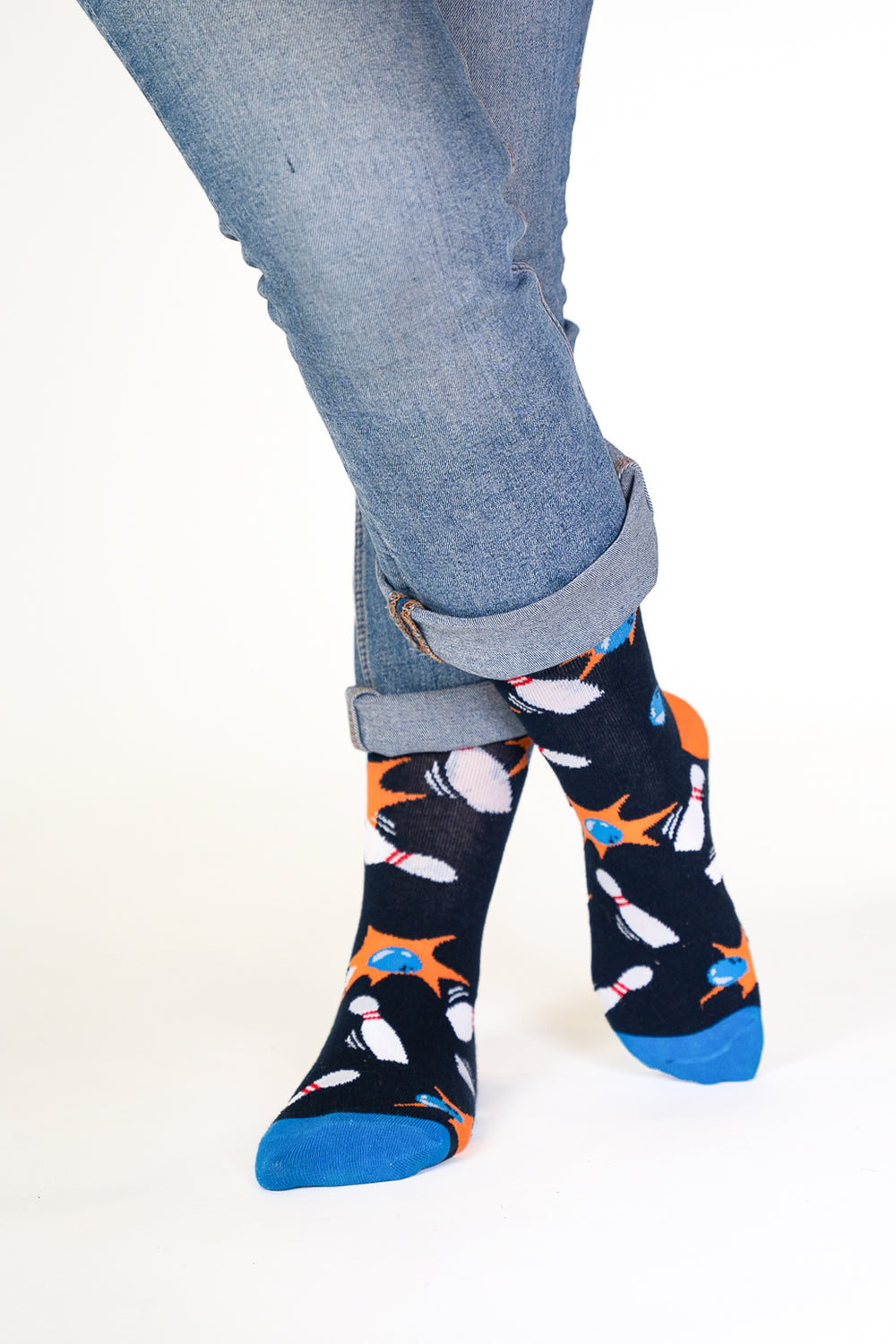 Billy Brown Nahtlose blaue Bowling-Socken aus Baumwolle