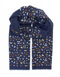 Warmer Baumwollschal für Herren mit sportlichem Design in Blau