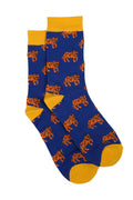 Bambussocken für Herren mit Tiger-Print und Tiermotiv, Neuheit, Socke, Blau