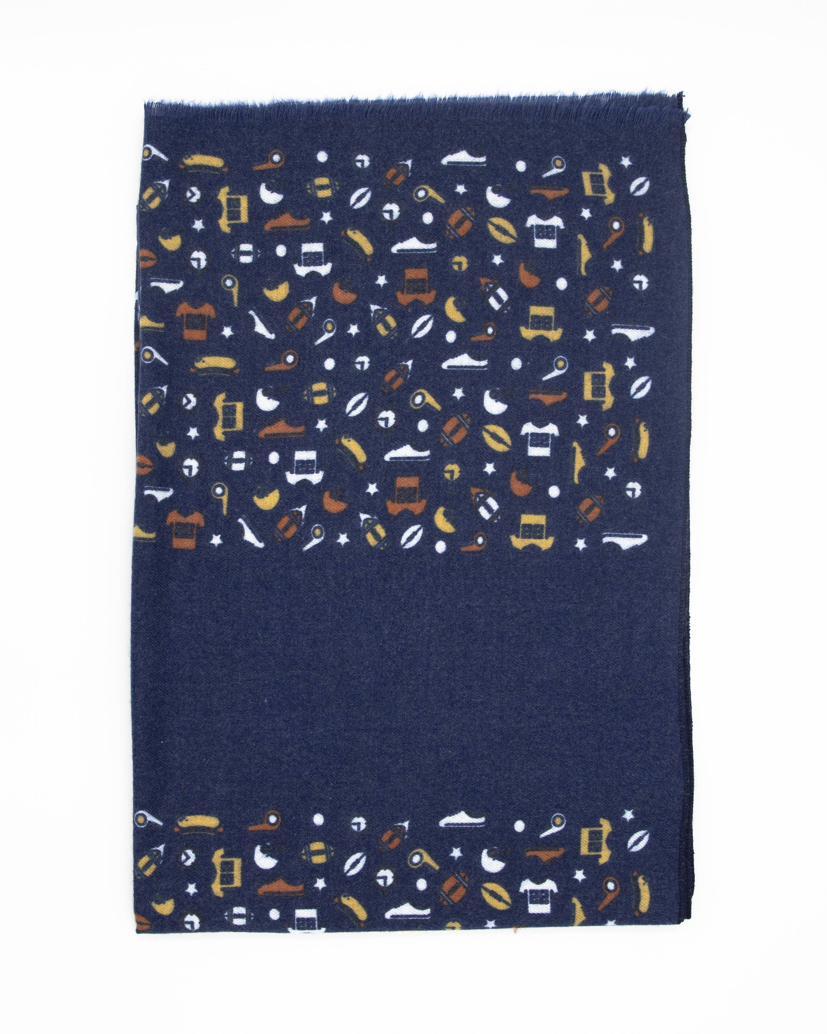 Warmer Baumwollschal für Herren mit sportlichem Design in Blau