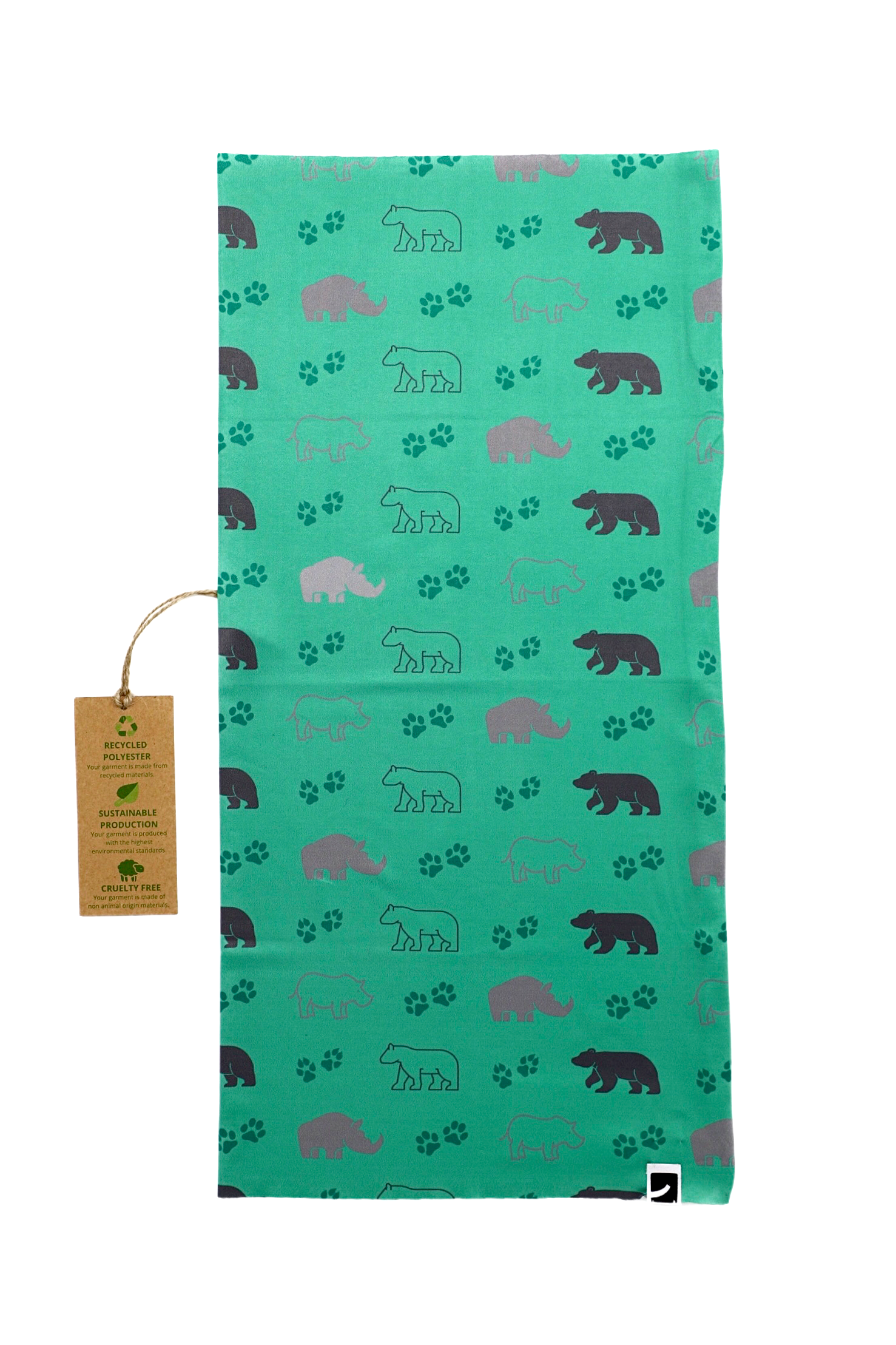 Grünes Tiermuster-Bandana aus recyceltem Polyester