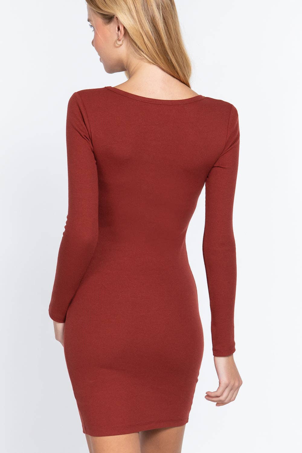 geripptes Minikleid mit V-Ausschnitt