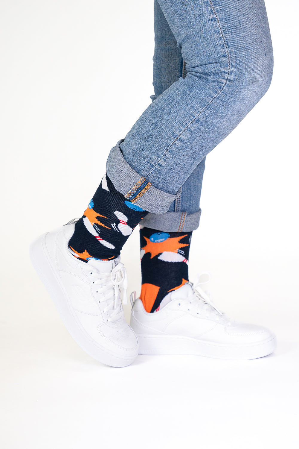 Billy Brown Nahtlose blaue Bowling-Socken aus Baumwolle