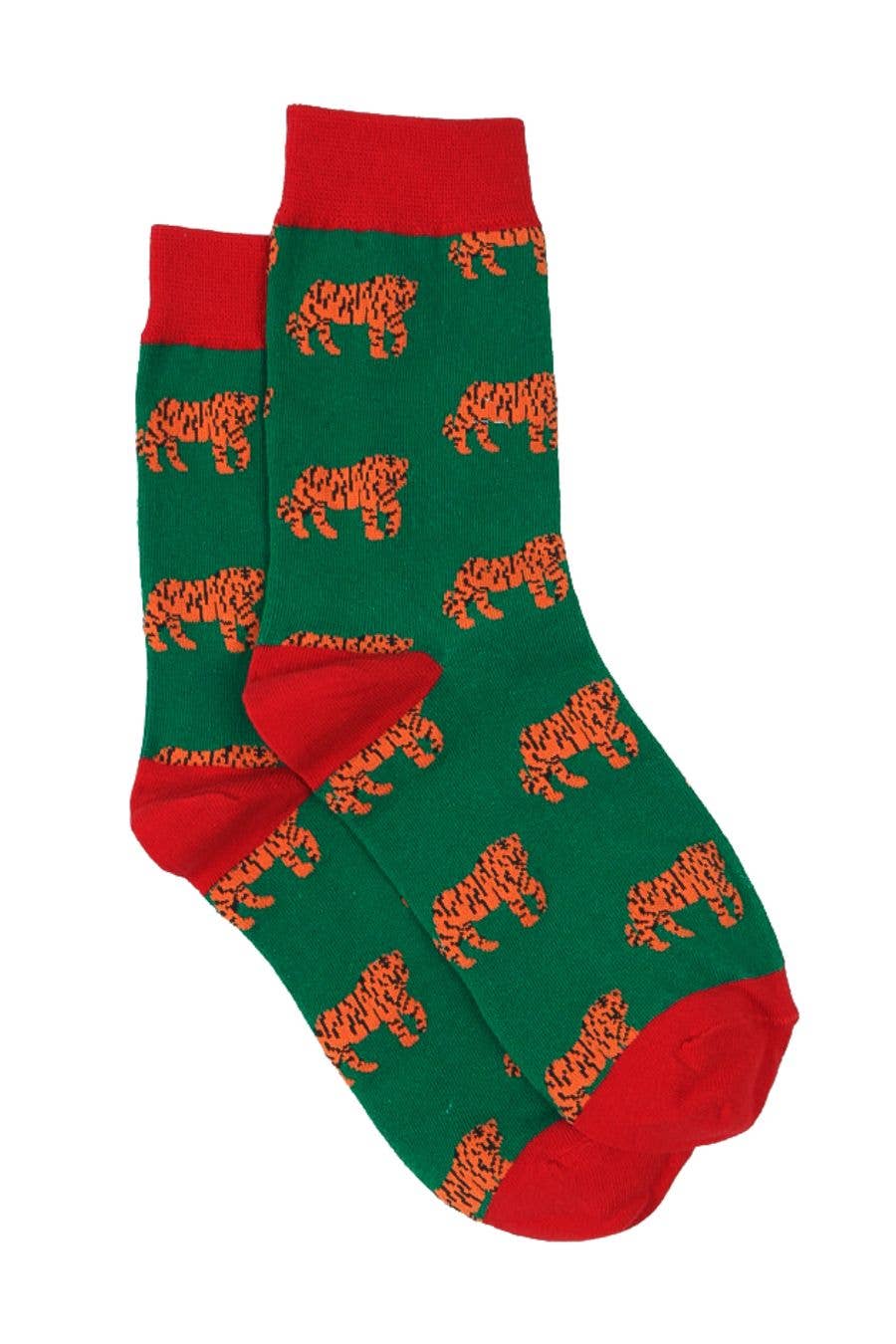 Bambussocken für Herren mit Tiger-Print, Tiermotiv, Grün/Rot