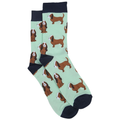 Hundesocken aus Bambus für Herren, Beagle-Print, Neuheit, Kleidersocken, Grün
